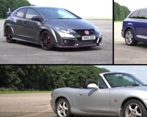 Audi SQ7 Vs Honda Civic Type R Vs Mazda MX-5. Что быстрее по прямой линии?